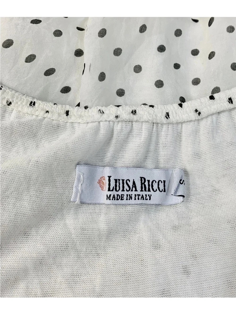 Luisa Ricci White Silk Polka Dot Short Sleeve Blouse S - Picture 9 of 11